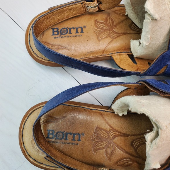Born Blue Leather Cutout Slingback Sandals Women 11 M/W D20404 - Picture 7 of 14